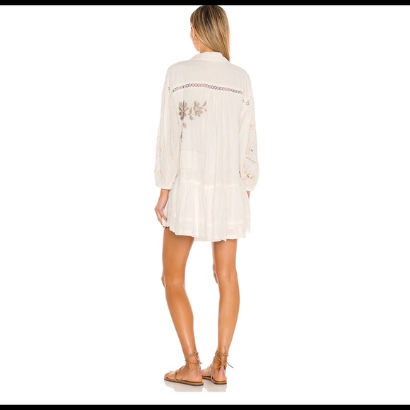 Free People Louisa Patchwork Mini Dress in Ivory S - Picture 3 of 9